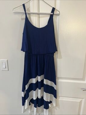 Charming Charlie Navy and White Tiered Sundress